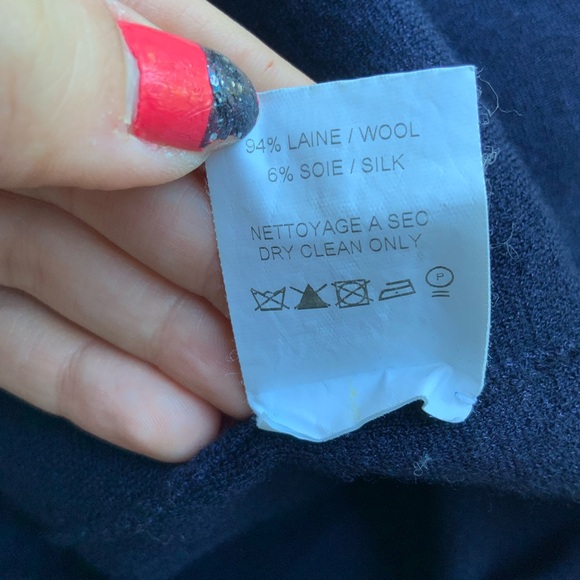 LAVIN Wool Silk Button Navy Black Sweater Cardigan Women’s SZ L/G Made in Italy - Picture 7 of 16